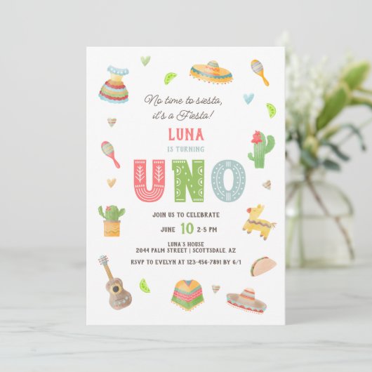 Foto van Mexicaanse kleur Fiesta, eerste verjaarda Kaart (Staand voorkant)