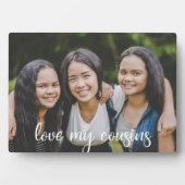 Foto van mijn Cousins Elegant White Script Family Fotoplaat (voorkant)