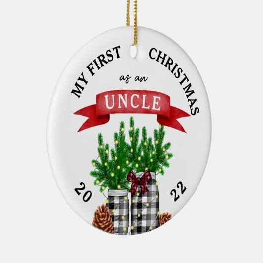 Foto van mijn eerste Kerstmis als oom Keramisch Ornament (Rechts)