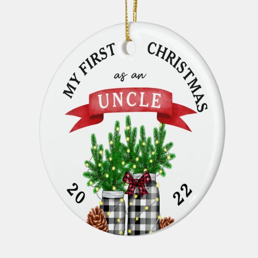 Foto van mijn eerste Kerstmis als oom Keramisch Ornament (Links)