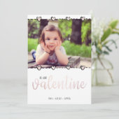 Foto van mijn Valentijn Roos Gold Hearts Feestdagenkaart (Staand voorkant)