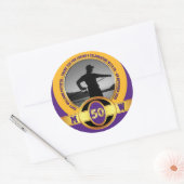 Foto van Milestone Birthday 50th Paars Gold Black Ronde Sticker (Envelop)