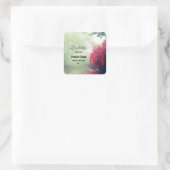 Foto van Misty Train Tracks & Red Tree - Keuken Vierkante Sticker (Tas)