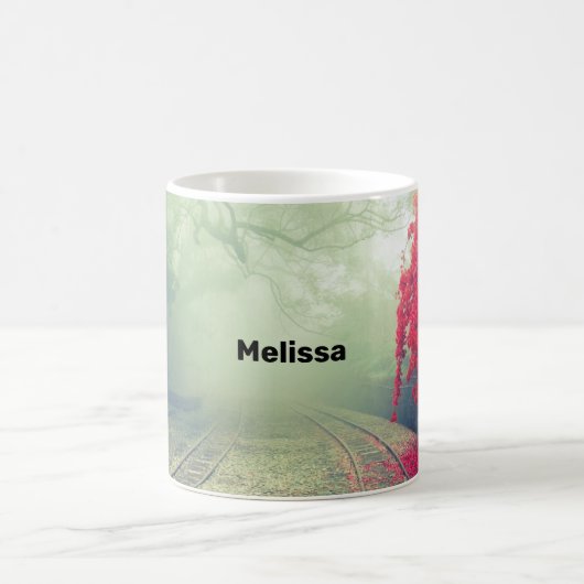 Foto van Misty Train Tracks & Red Tree Koffiemok (Center)