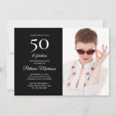 Foto van Modern 50 en Fabulous Black Birthday Kaart (Voorkant)