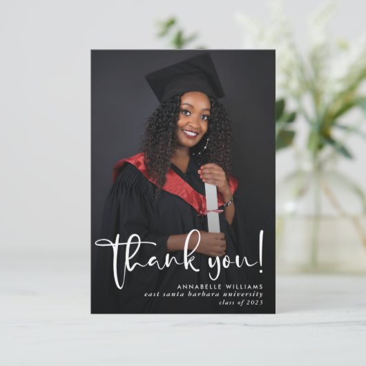 Foto van modern Afstuderen Bedankkaart (Staand voorkant)