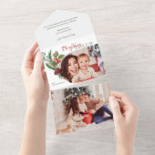 Foto van modern Arch Floral met kerstmis All In One Uitnodiging (Afscheurbaar)