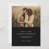 Foto van Modern Arched Lijst Wedding Black Save The Date (Achterkant)