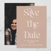 Foto van modern Art Deco Typography Earth Tone Save The Date (Voorkant / Achterkant)