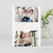 Foto van Modern Beige Merry 2 Feestdagenkaart (Staand voorkant)