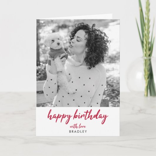 Foto van Modern Birthday | Minimalistisch rood sti Kaart (Voorkant)