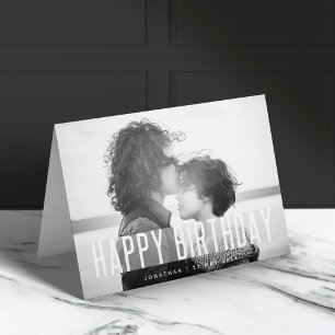Foto van Modern Birthday   Naam Zwart-wit, fijn Kaart
