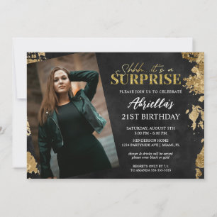 Foto van Modern Black and Gold Surprise Kaart