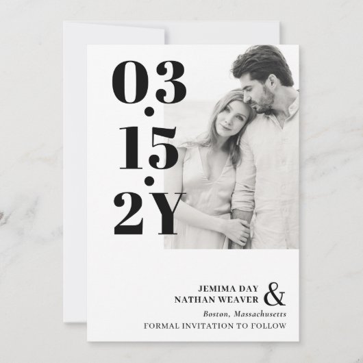 Foto van Modern Black Bold Typography Save The Date (Voorkant)