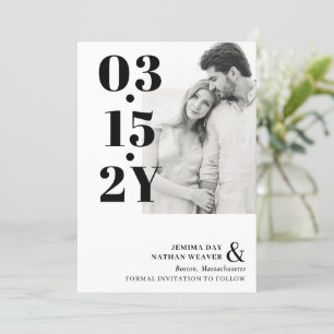 Foto van Modern Black Bold Typography Save The Date