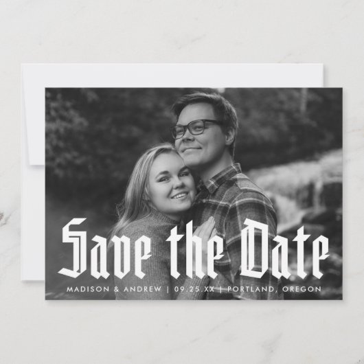 Foto van Modern Blackletter Typografie Save The Date (Voorkant)