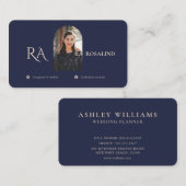 Foto van modern blauw marinemonogram visitekaartje (Voorkant / Achterkant)