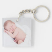 Foto van Modern Blue Grey Baby Birth Aankondiging Sleutelhanger (Achterkant)