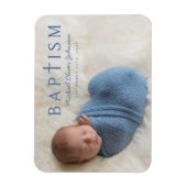 Foto van Modern Blue Religious Cross Boy Baptism Magneet (Verticaal)