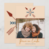 Foto van Modern Boho Arrows Peace on Earth Holiday Feestdagenkaart (Voorkant / Achterkant)