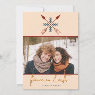 Foto van Modern Boho Arrows Peace on Earth Holiday Feestdagenkaart