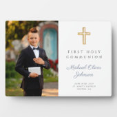 Foto van Modern Boy First Heilige Communie Fotoplaat (voorkant)