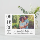 Foto van Modern Elegance Black en White Wedding Save The Date (Staand voorkant)