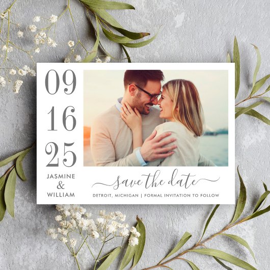 Foto van modern Elegance Charcoal Gray Wedding Save The Date