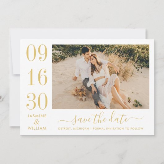 Foto van Modern Elegance Gold Wedding Save The Date (Voorkant)