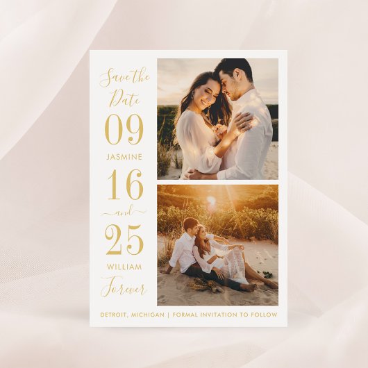 Foto van Modern Elegance Gold Wedding Save The Date