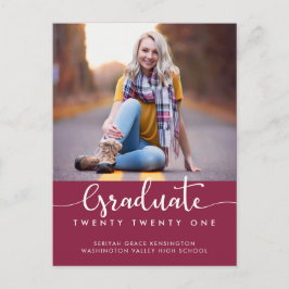 Foto van modern Elegant Burgundy Afstuderen Aankondigingskaart