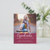 Foto van modern Elegant Burgundy Afstuderen Aankondigingskaart (Staand voorkant)