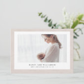 Foto van modern elegant Linen Texture Baby Girl Fo Aankondiging (Staand voorkant)