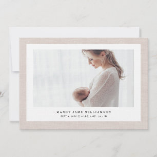 Foto van modern elegant Linen Texture Baby Girl Fo Aankondiging