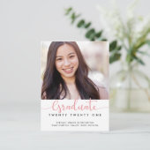 Foto van modern elegant roze Afstuderen Aankondigingskaart (Staand voorkant)