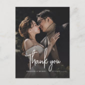 Foto van modern ellegant script bruiloft Dank je Briefkaart (Voorkant)