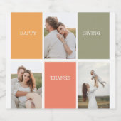 Foto van Modern Family Collage | Happy Thanksgivin Bier Etiket (Enkel label)