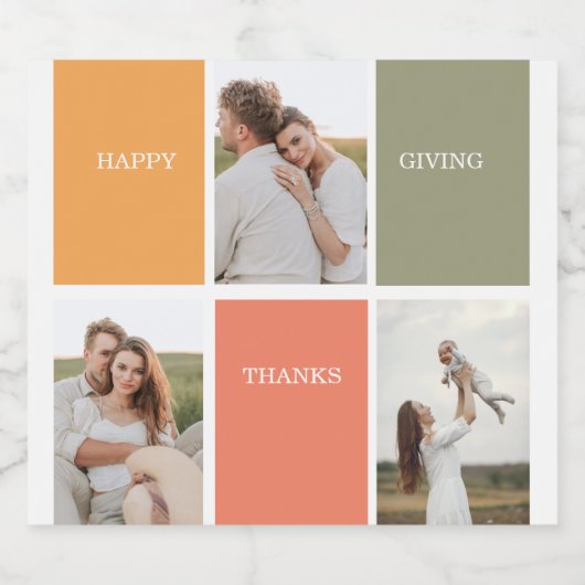 Foto van Modern Family Collage | Happy Thanksgivin Bier Etiket (Enkel label)