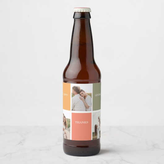 Foto van Modern Family Collage | Happy Thanksgivin Bier Etiket (Voorkant)