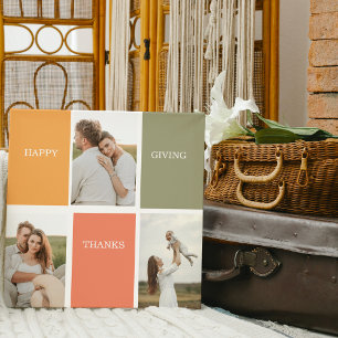 Foto van Modern Family Collage Happy Thanksgivin Canvas Afdruk