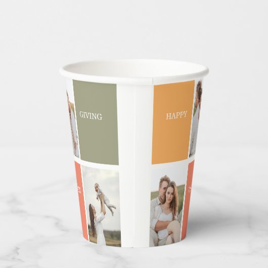 Foto van Modern Family Collage | Happy Thanksgivin Papieren Bekers (Rechts)