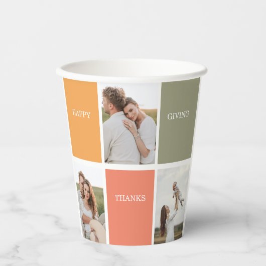 Foto van Modern Family Collage | Happy Thanksgivin Papieren Bekers (Voorkant)