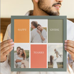 Foto van Modern Family Collage | Happy Thanksgivin Poster<br><div class="desc">Beste cadeau voor uw vrienden en familie,  persoonlijke Thanksgiving drie foto's en tekst met herfstkleuren. Happy Thanksgiving</div>