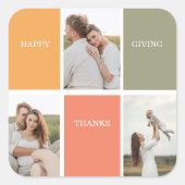 Foto van Modern Family Collage | Happy Thanksgivin Vierkante Sticker (Voorkant)