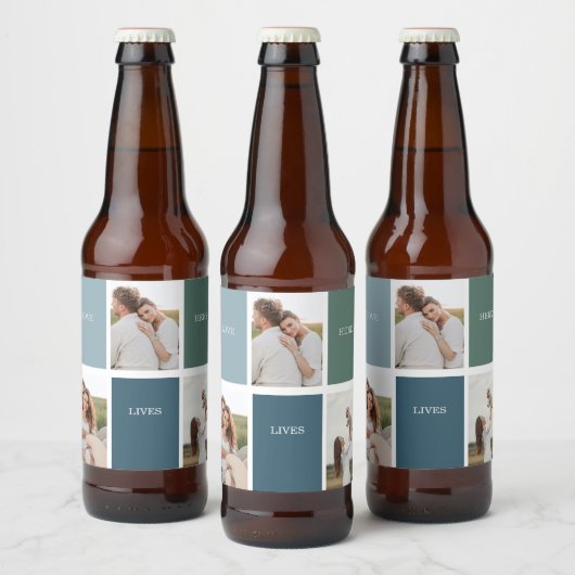 Foto van Modern Family Collage | Liefde Live Bier Etiket (Flessen)