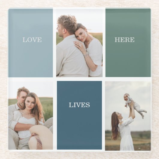 Foto van Modern Family Collage | Liefde Live Glazen Onderzetter (Voorkant)