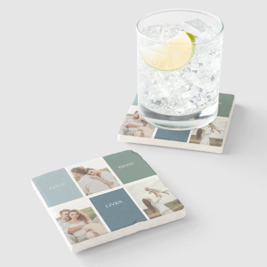 Foto van Modern Family Collage | Liefde Live Stenen Onderzetter (Zijkant)