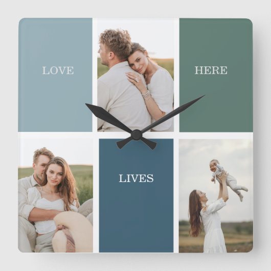 Foto van Modern Family Collage | Liefde Live Vierkante Klok (Voorkant)