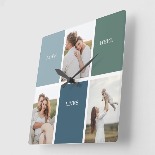 Foto van Modern Family Collage | Liefde Live Vierkante Klok (Hoek)