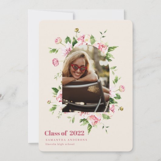 Foto van modern Floral Arch Lijst Afstuderen Kaart (Voorkant)